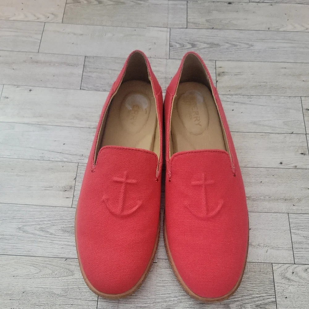 Sperry Top-Sider Womens Size 7‎ Sea Port Levy Canvas Loafers Red